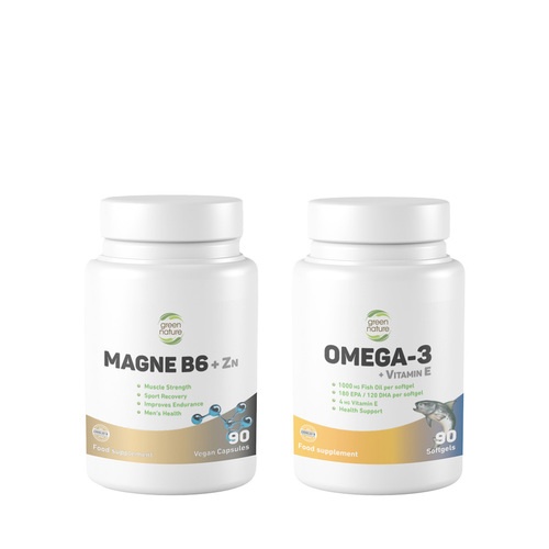 Стак OMEGA 3 FISH OIL 1000mg + MAGNE B6 + ZN