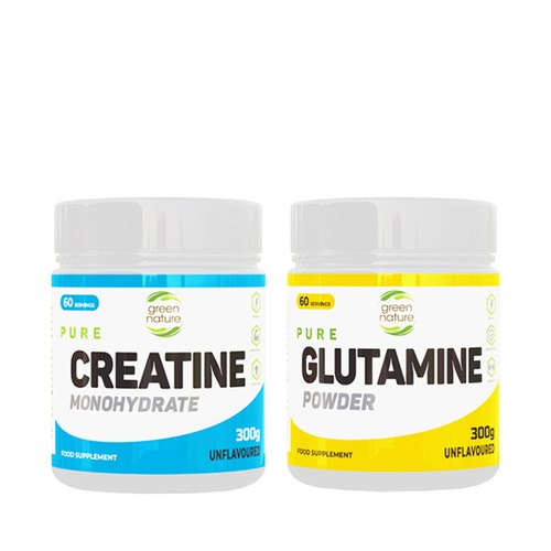 Стак PURE CREATINE MONOHYDRATE + PURE GLUTAMINE POWDER